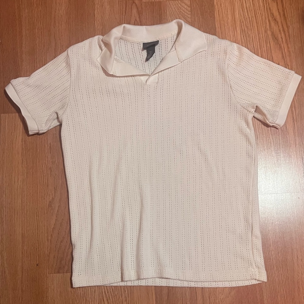H&M Cream Short Sleeve Polo Top